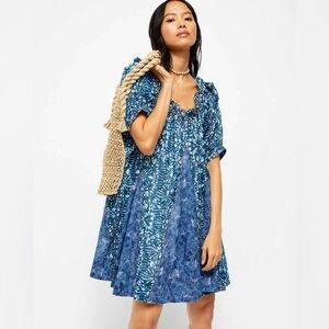 Free People Jet Set  Printed Mini Swing Dress